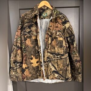 Vintage Cabela's Realtree Camo Lined Jacket XL Hunting Button Up Collared Warm